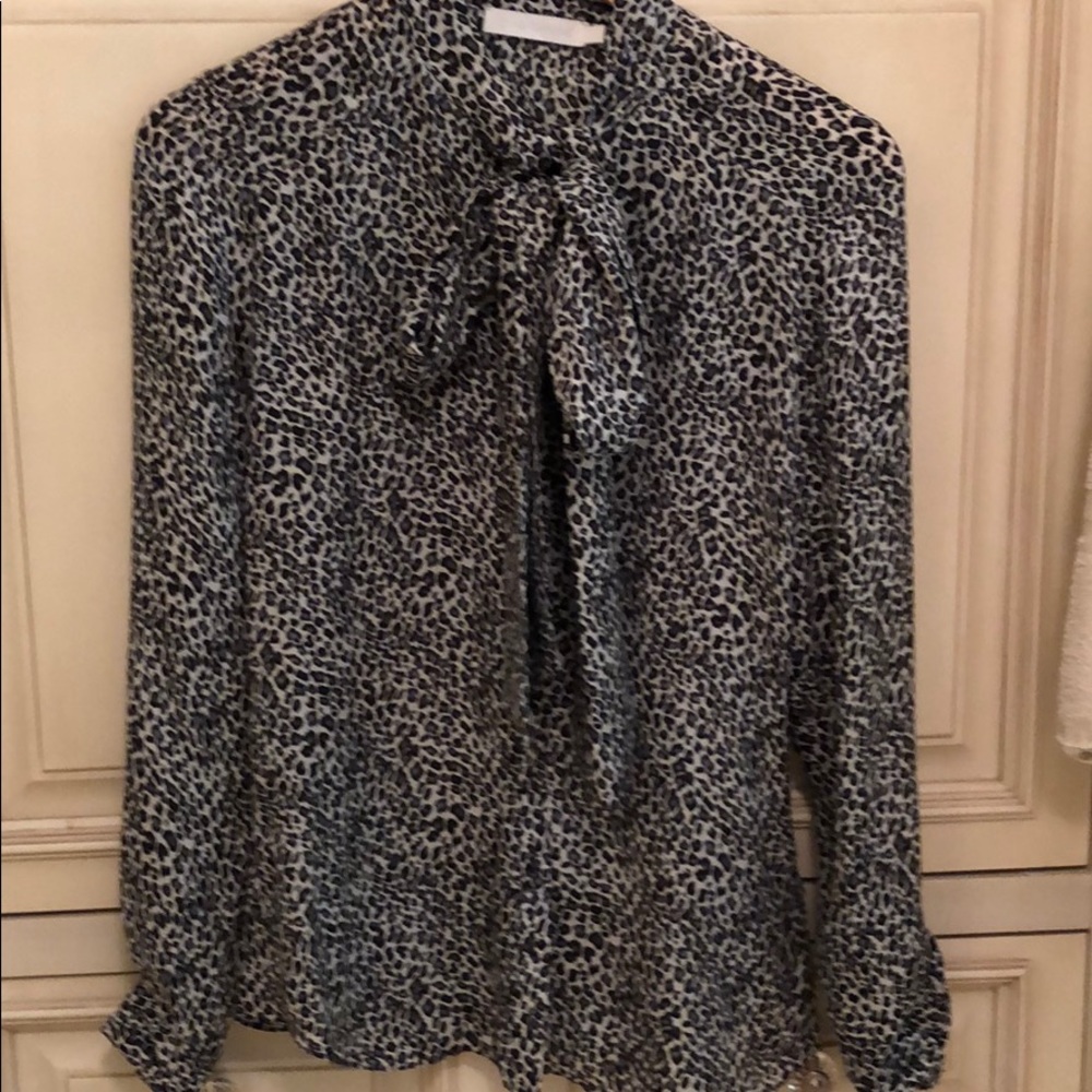 Anne Fontaine leopard print tie neck blouse